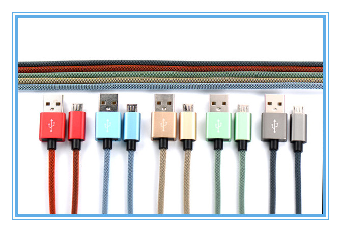 USB MICRO数据线鱼网编织铝合金外壳